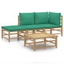 Set de muebles de jardín 4 piezas bambú con cojines verde de vidaXL, Conjuntos de jardín - Ref: Foro24-3155144, Precio: 254,0...