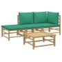 Set de muebles de jardín 4 piezas bambú con cojines verde de vidaXL, Conjuntos de jardín - Ref: Foro24-3155144, Precio: 254,0...