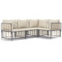 Juego de muebles de jardín 4 pzas y cojines ratán PE antracita de vidaXL, Sofás de exterior - Ref: Foro24-3186746, Precio: 35...