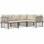 Juego de muebles de jardín 4 pzas y cojines ratán PE antracita de vidaXL, Sofás de exterior - Ref: Foro24-3186746, Precio: 35...