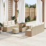 Conjunto de sofá de jardín con cojín 10 pcs Beige Poliratán en Sofás de exterior | Comprar online en Foru.es
