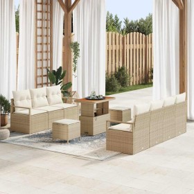 Conjunto de sofá de jardín con cojín 10 pcs Beige Poliratán en Sofás de exterior | Comprar online en Foru.es