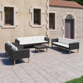 Set de muebles de jardín 5 pzas y cojines ratán sintético negro en Conjuntos de jardín | Comprar online en Foru.es