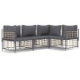 Set muebles de jardín 4 pzas y cojines ratán PE gris antracita de vidaXL, Sofás de exterior - Ref: Foro24-3186747, Precio: 34...