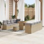 Conjunto de sofá de jardín con cojín 11 pcs Beige Poliratán en Sofás de exterior | Comprar online en Foru.es