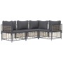 Set muebles de jardín 4 pzas y cojines ratán PE gris antracita de vidaXL, Sofás de exterior - Ref: Foro24-3186747, Precio: 34...