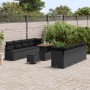 Conjunto de sofá de jardín con cojín 11 pcs Negro Poliratán en Sofás de exterior | Comprar online en Foru.es