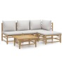 Set de muebles de jardín 5 piezas bambú y cojines gris claro de vidaXL, Conjuntos de jardín - Ref: Foro24-3155081, Precio: 40...