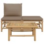 Set de muebles de jardín 3 piezas bambú y cojines gris taupe de vidaXL, Sofás modulares de exterior - Ref: Foro24-362283, Pre...