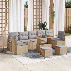 Conjunto de sofá de jardín 10 pcs Beige Poliratán en Sofás de exterior | Comprar online en Foru.es