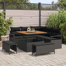 Conjunto de sofás de jardín 8 pcs Negro ratán sintético en Sofás de exterior | Comprar online en Foru.es
