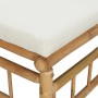 Set de muebles de jardín 2 piezas bambú y cojines blanco crema de vidaXL, Sofás modulares de exterior - Ref: Foro24-362298, P...