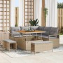 Conjunto de sofá de jardín con cojín 8 pcs Beige Poliratán en Sofás de exterior | Comprar online en Foru.es