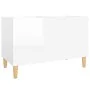 Mueble discos madera contrachapada blanco brillo 74,5x38x48 cm de vidaXL, Almacenamiento para CD y DVD - Ref: Foro24-831959, ...