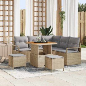 Conjunto de sofás de jardín 8 pcs Beige ratán sintético en Sofás de exterior | Comprar online en Foru.es