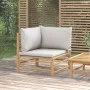 Garten-Ecksofa mit hellgrauen Bambuskissen von vidaXL, Modulare Sofas für den Außenbereich - Ref: Foro24-362278, Preis: 109,3...