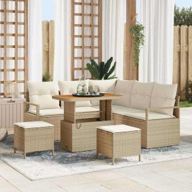 Conjunto de sofá de jardín con cojín 8 pcs Beige Poliratán en Sofás de exterior | Comprar online en Foru.es