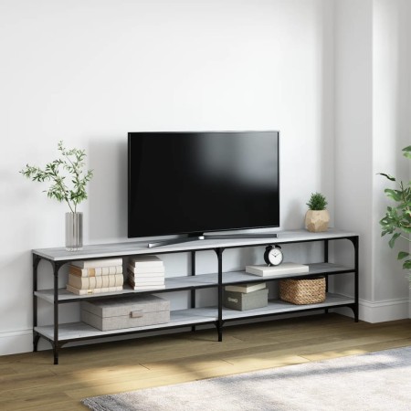 Mueble TV metal y madera contrachapada gris Sonoma 180x30x50 cm de vidaXL, Muebles TV - Ref: Foro24-826757, Precio: 69,65 €, ...