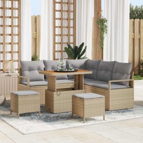 Conjunto de sofás de jardín 8 pcs Beige ratán sintético en Sofás de exterior | Comprar online en Foru.es