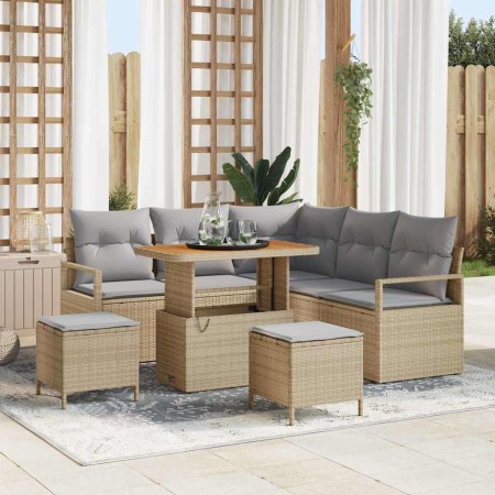 Conjunto de sofás de jardín 8 pcs Beige ratán sintético en Sofás de exterior | Comprar online en Foru.es