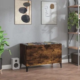 Mueble discos madera contrachapada roble ahumado 74,5x38x48 cm de vidaXL, Almacenamiento para CD y DVD - Ref: Foro24-831970, ...