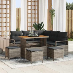 Conjunto de sofás de jardín 9 pcs Gris ratán sintético en Sofás de exterior | Comprar online en Foru.es