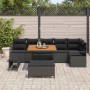 Conjunto de sofá de jardín con cojín 9 pcs Negro Poliratán en Sofás de exterior | Comprar online en Foru.es
