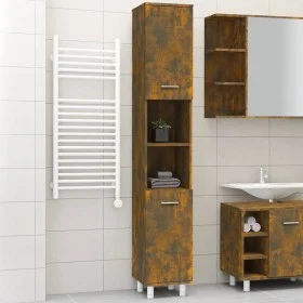 Armario de baño madera contrachapada roble ahumado 30x30x179 cm de vidaXL, Muebles de baño - Ref: Foro24-825831, Precio: 74,8...