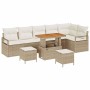 Conjunto de sofá de jardín con cojín 9 pcs Beige Poliratán en Sofás de exterior | Comprar online en Foru.es