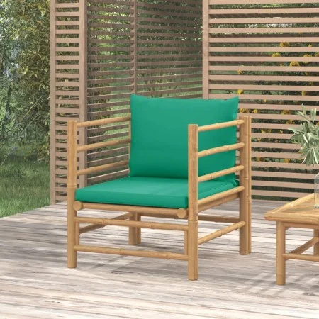 Sofá de jardín bambú con cojines verde de vidaXL, Sofás modulares de exterior - Ref: Foro24-362296, Precio: 94,31 €, Descuent...