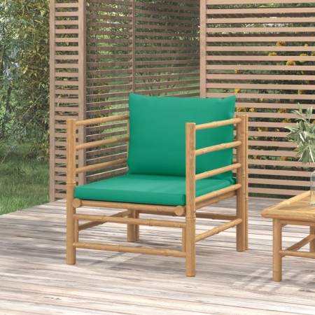 Sofá de jardín bambú con cojines verde de vidaXL, Sofás modulares de exterior - Ref: Foro24-362296, Precio: 100,38 €, Descuen...