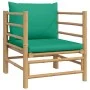 Sofá de jardín bambú con cojines verde de vidaXL, Sofás modulares de exterior - Ref: Foro24-362296, Precio: 94,31 €, Descuent...