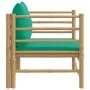 Sofá de jardín bambú con cojines verde de vidaXL, Sofás modulares de exterior - Ref: Foro24-362296, Precio: 94,31 €, Descuent...