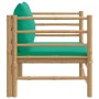 Sofá de jardín bambú con cojines verde de vidaXL, Sofás modulares de exterior - Ref: Foro24-362296, Precio: 100,38 €, Descuen...