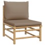 Set de muebles de jardín 4 piezas bambú y cojines gris taupe de vidaXL, Conjuntos de jardín - Ref: Foro24-3155112, Precio: 35...