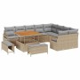 Conjunto de sofá de jardín con cojín 12 pcs Beige Poliratán en Sofás de exterior | Comprar online en Foru.es