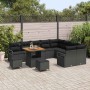 Conjunto de sofá de jardín con cojín 12 pcs Negro Poliratán en Sofás de exterior | Comprar online en Foru.es