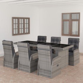 Set de comedor de jardín 7 pzas y cojines ratán sintético gris en Conjuntos de jardín | Comprar online en Foru.es