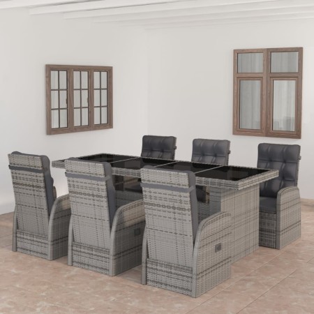 Set de comedor de jardín 7 pzas y cojines ratán sintético gris en Conjuntos de jardín | Comprar online en Foru.es
