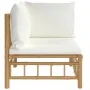 Sofá esquinero de jardín bambú con cojines blanco crema de vidaXL, Sofás modulares de exterior - Ref: Foro24-362300, Precio: ...