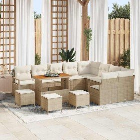 Conjunto de sofá de jardín con cojín 13 pcs Beige Poliratán en Sofás de exterior | Comprar online en Foru.es