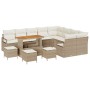 Conjunto de sofá de jardín con cojín 13 pcs Beige Poliratán en Sofás de exterior | Comprar online en Foru.es