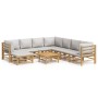Set de muebles de jardín 9 piezas bambú y cojines gris claro de vidaXL, Conjuntos de jardín - Ref: Foro24-3155100, Precio: 91...