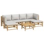 Set de muebles de jardín 7 piezas bambú y cojines gris claro de vidaXL, Conjuntos de jardín - Ref: Foro24-3155101, Precio: 59...