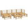 Set de muebles de jardín 7 piezas bambú y cojines gris claro de vidaXL, Conjuntos de jardín - Ref: Foro24-3155101, Precio: 59...