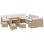 Conjunto de sofá de jardín con cojín 14 pcs Beige Poliratán en Sofás de exterior | Comprar online en Foru.es
