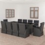 Set comedor de jardín 11 piezas y cojines ratán sintético negro en Conjuntos de jardín | Comprar online en Foru.es