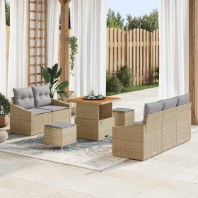 Conjunto de sofá de jardín con cojín 8 pcs Beige Poliratán en Sofás de exterior | Comprar online en Foru.es