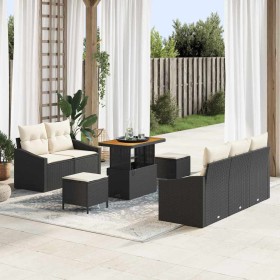 Conjunto de sofá de jardín con cojín 8 pcs Negro Poliratán en Sofás de exterior | Comprar online en Foru.es