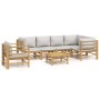 Set de muebles de jardín 7 piezas bambú y cojines gris claro de vidaXL, Conjuntos de jardín - Ref: Foro24-3155109, Precio: 77...